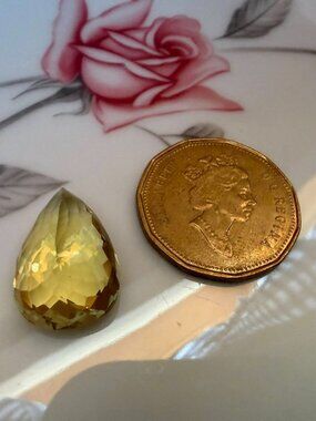 Pear Cut Natural Unheated Lemon Quartz Brazil 18.83ct 21.5x15mm Gemstone